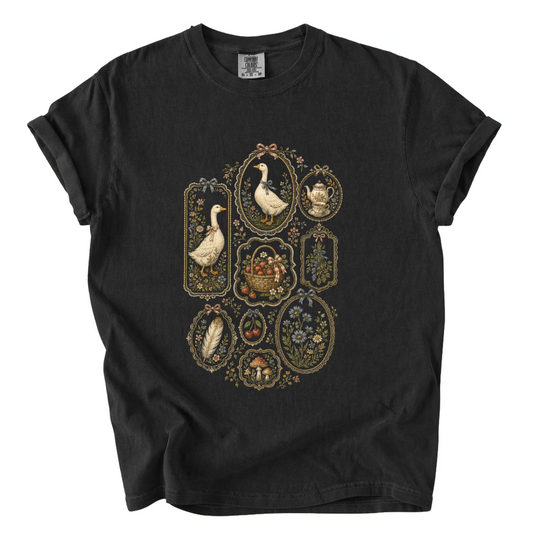 Cottagecore Goose Shirt – Vintage Floral Garden Comfort Colors Tee