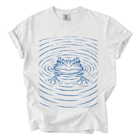 Floating Frog Shirt – Minimalist Pond Comfort Colors Graphic Tee