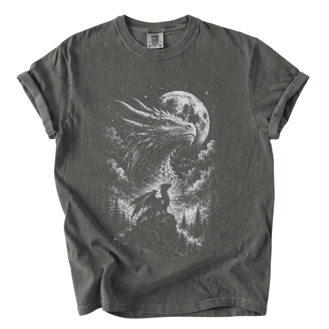 Moonlit Dragon Shirt – Dark Fantasy Comfort Colors Graphic Tee