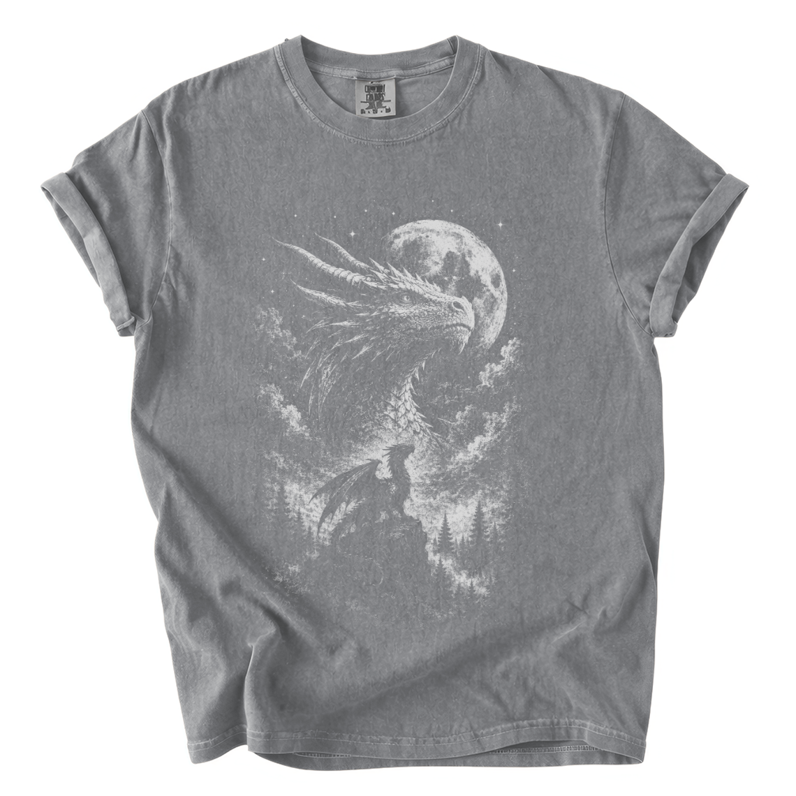 Moonlit Dragon Shirt – Dark Fantasy Comfort Colors Graphic Tee