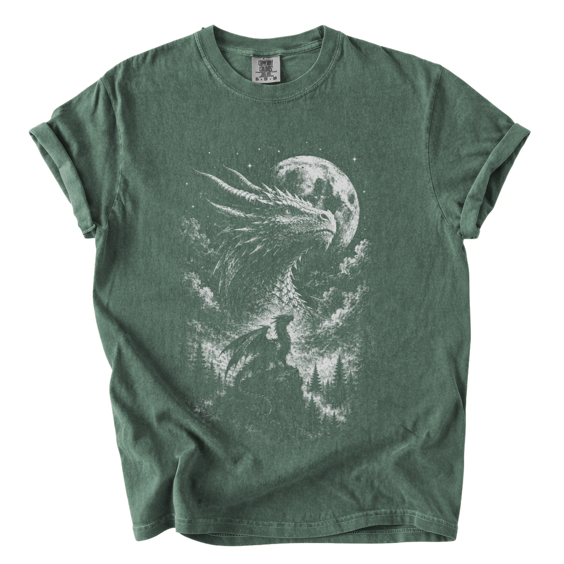 Moonlit Dragon Shirt – Dark Fantasy Comfort Colors Graphic Tee
