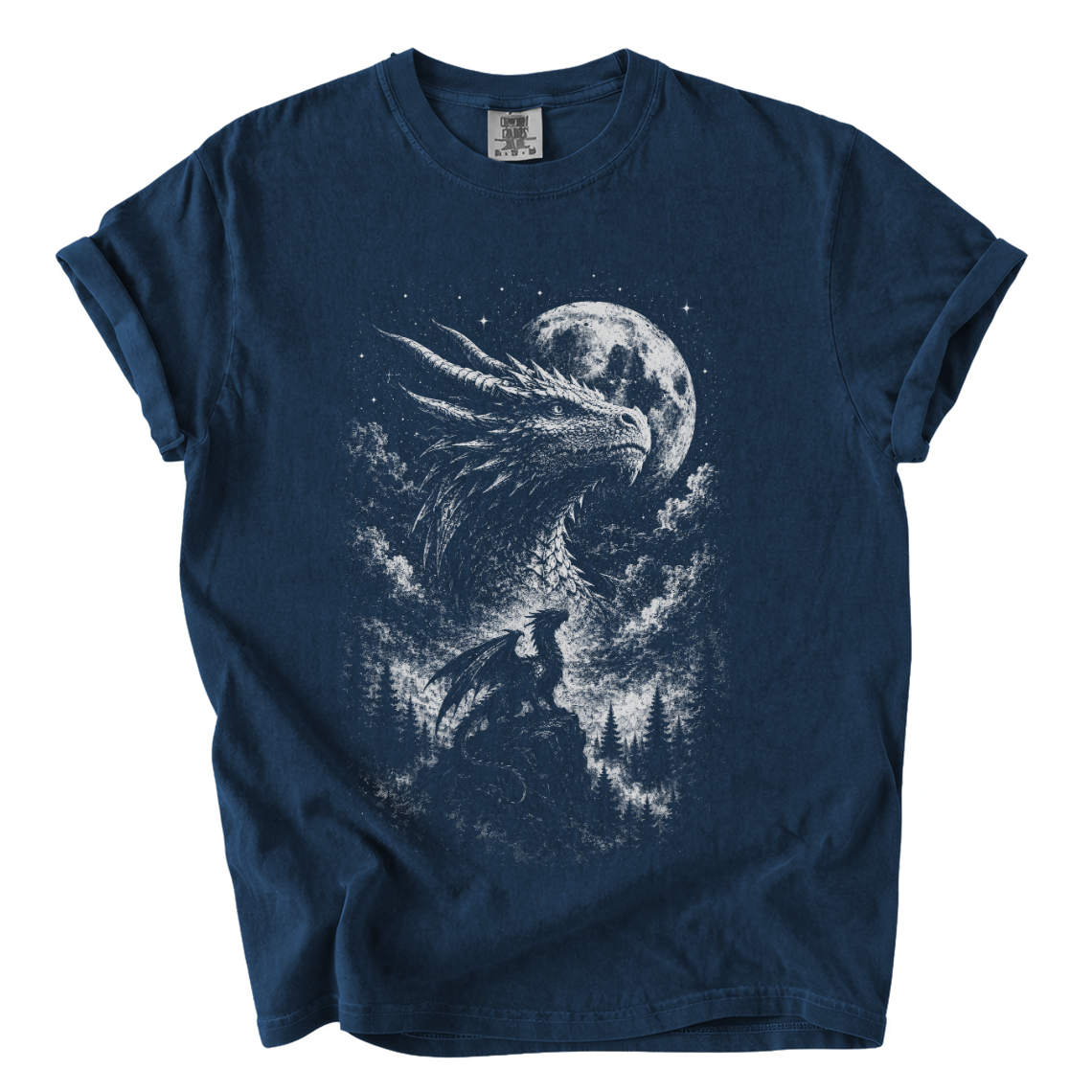 Moonlit Dragon Shirt – Dark Fantasy Comfort Colors Graphic Tee