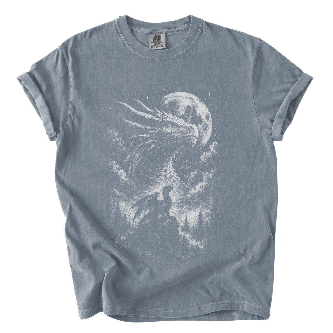 Moonlit Dragon Shirt – Dark Fantasy Comfort Colors Graphic Tee