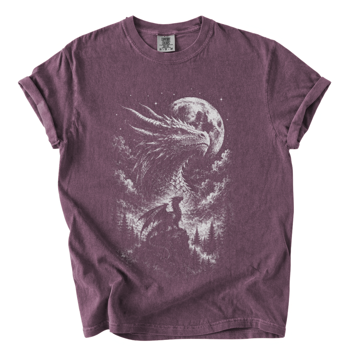 Moonlit Dragon Shirt – Dark Fantasy Comfort Colors Graphic Tee