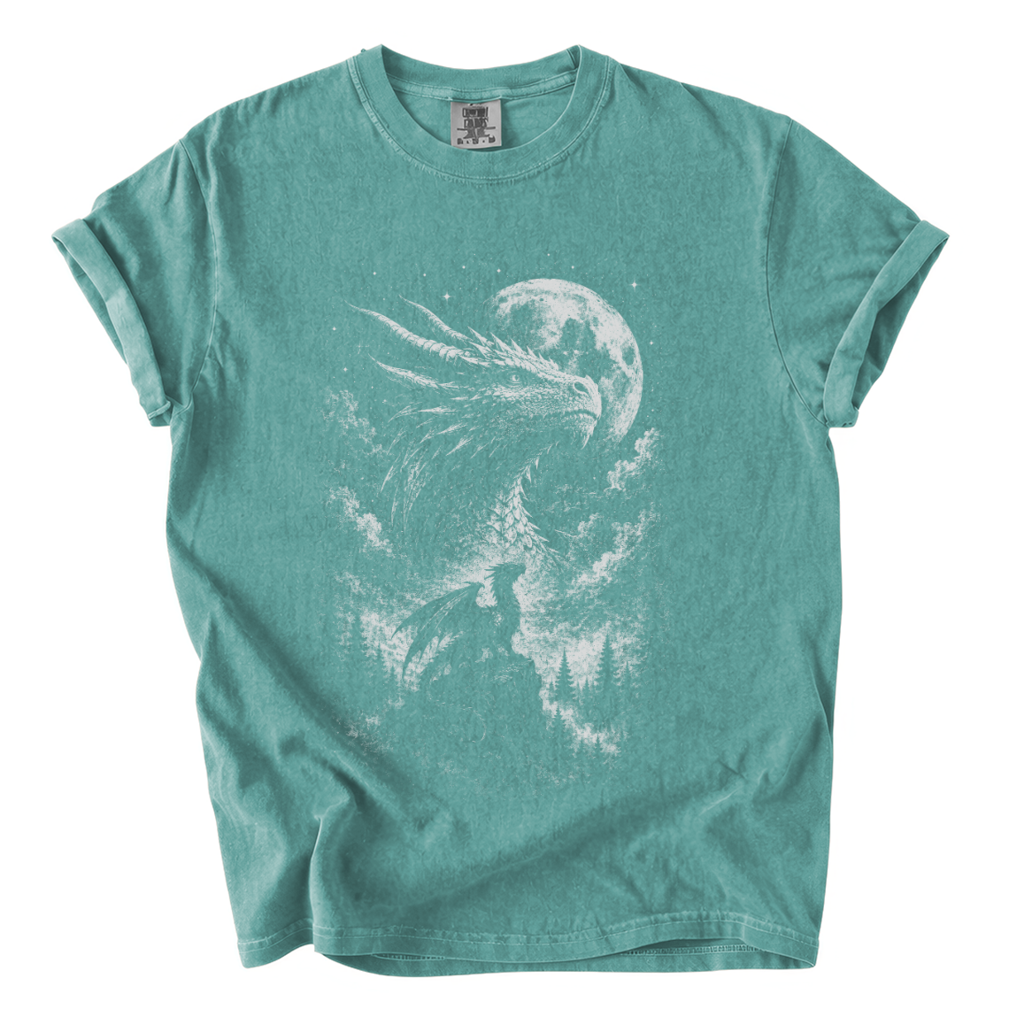 Moonlit Dragon Shirt – Dark Fantasy Comfort Colors Graphic Tee