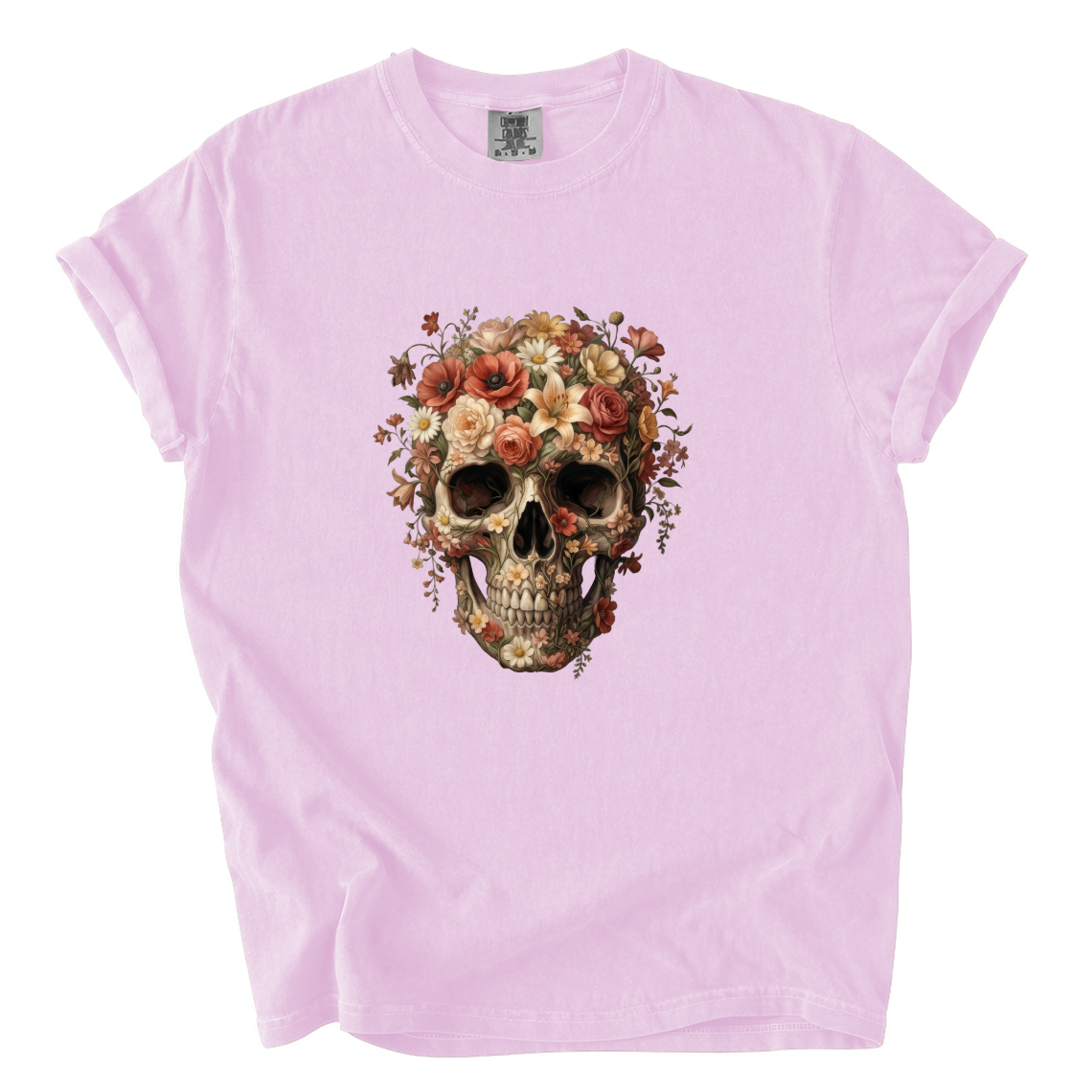 Floral Skull Shirt – Gothic Botanical Comfort Colors Graphic Tee