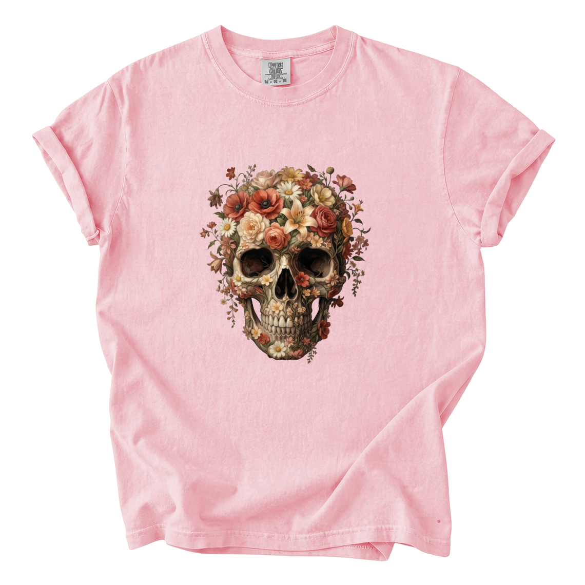 Floral Skull Shirt – Gothic Botanical Comfort Colors Graphic Tee