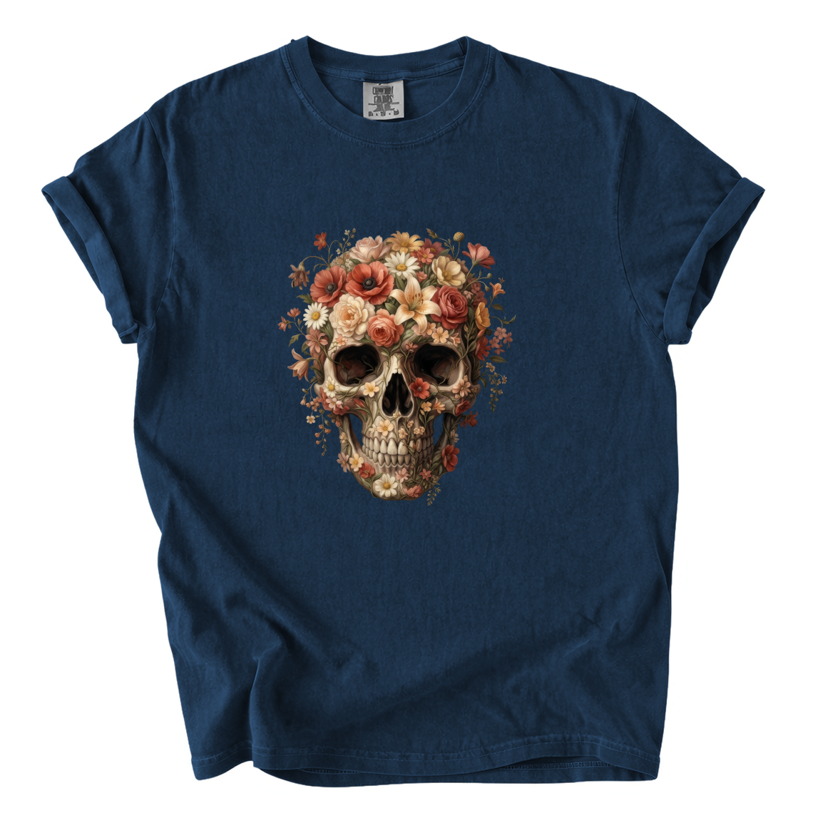 Floral Skull Shirt – Gothic Botanical Comfort Colors Graphic Tee