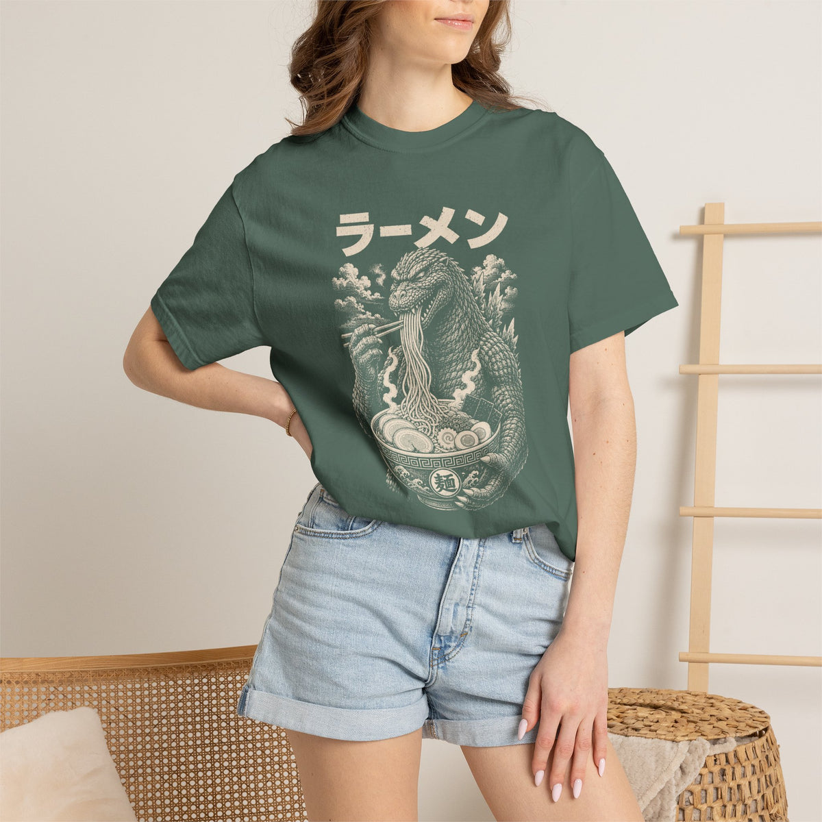 Godzilla Eating Ramen Shirt – Japanese Kaiju Comfort Colors Graphic Tee