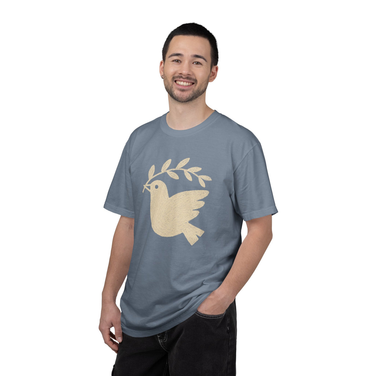 Dove and Olive Branch Shirt – Folk Art Peace Comfort Colors Graphic Tee