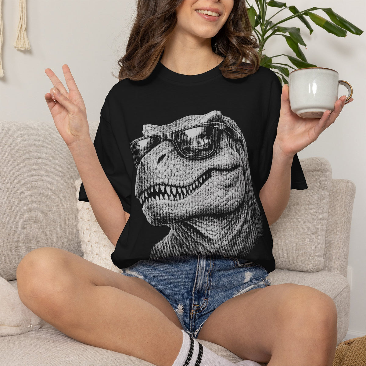 Cool T-Rex Sunglasses Shirt – Funny Dinosaur Comfort Colors Tee
