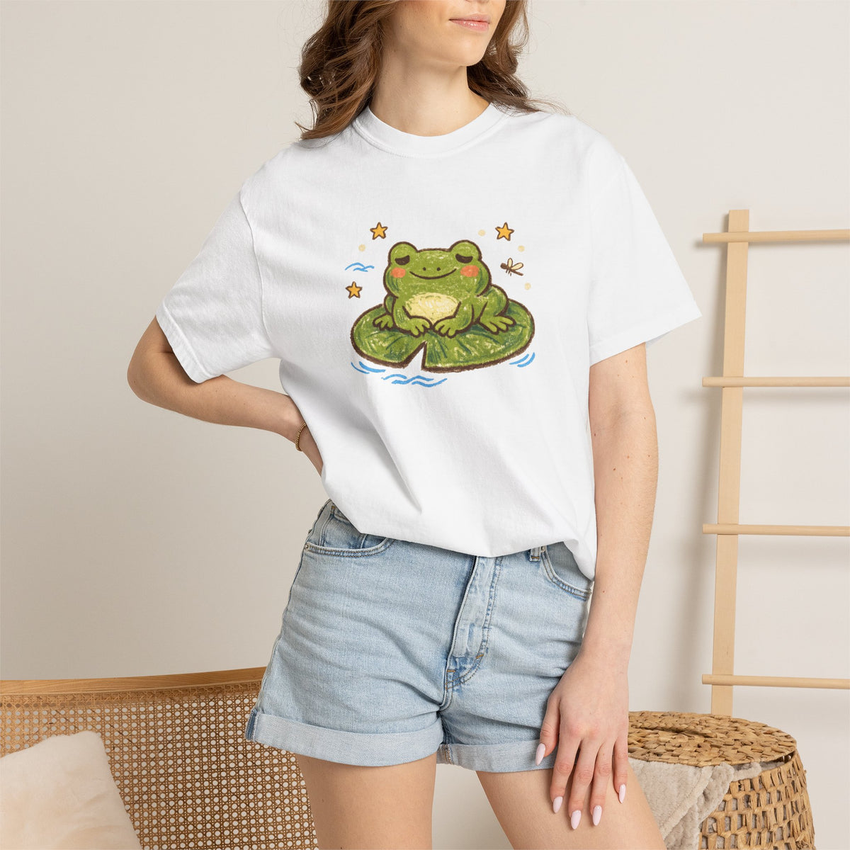 Frog on Lily Pad T-Shirt — Cute Meditating Frog Graphic Tee