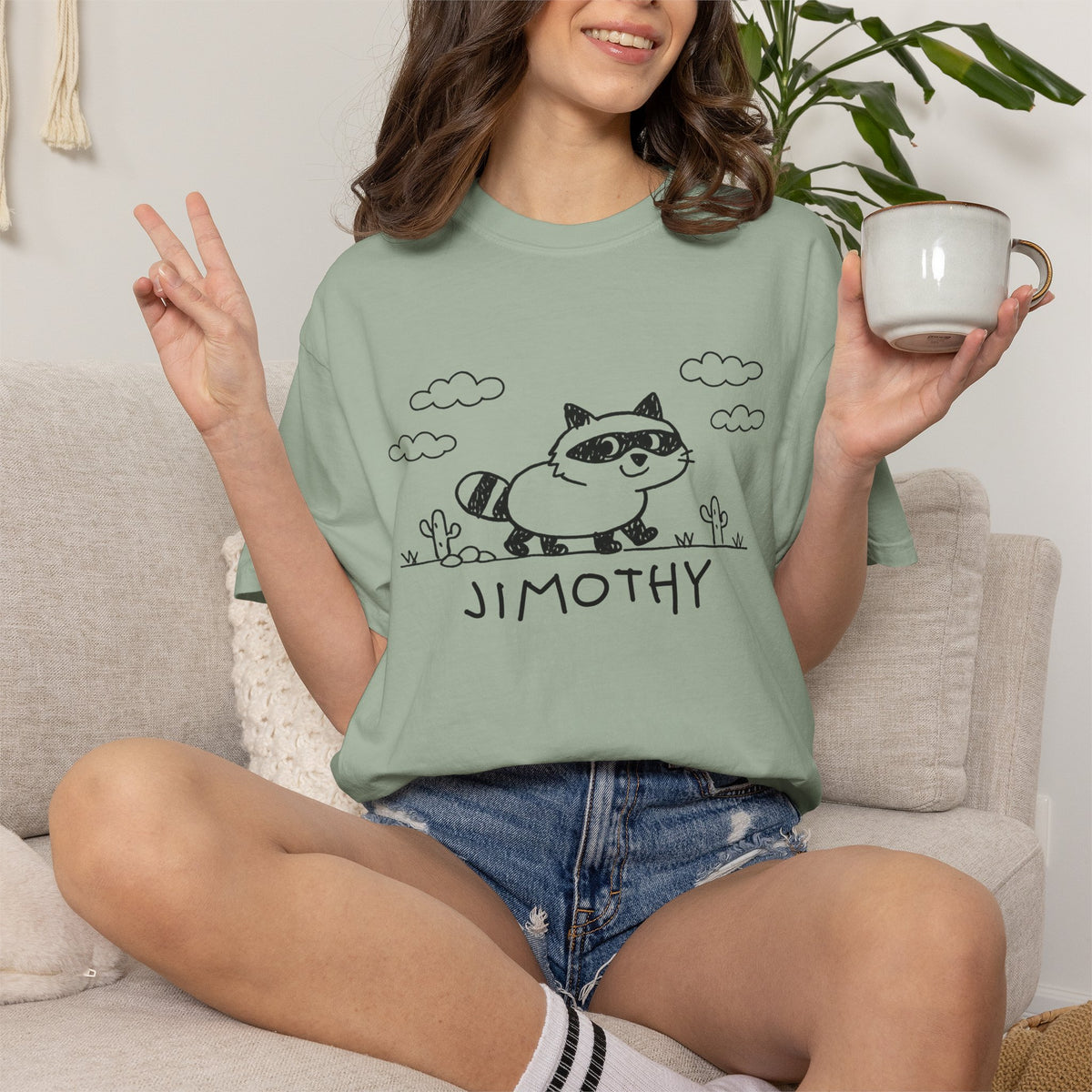 Jimothy Raccoon Shirt – Cute Hand-Drawn Comfort Colors Graphic Tee