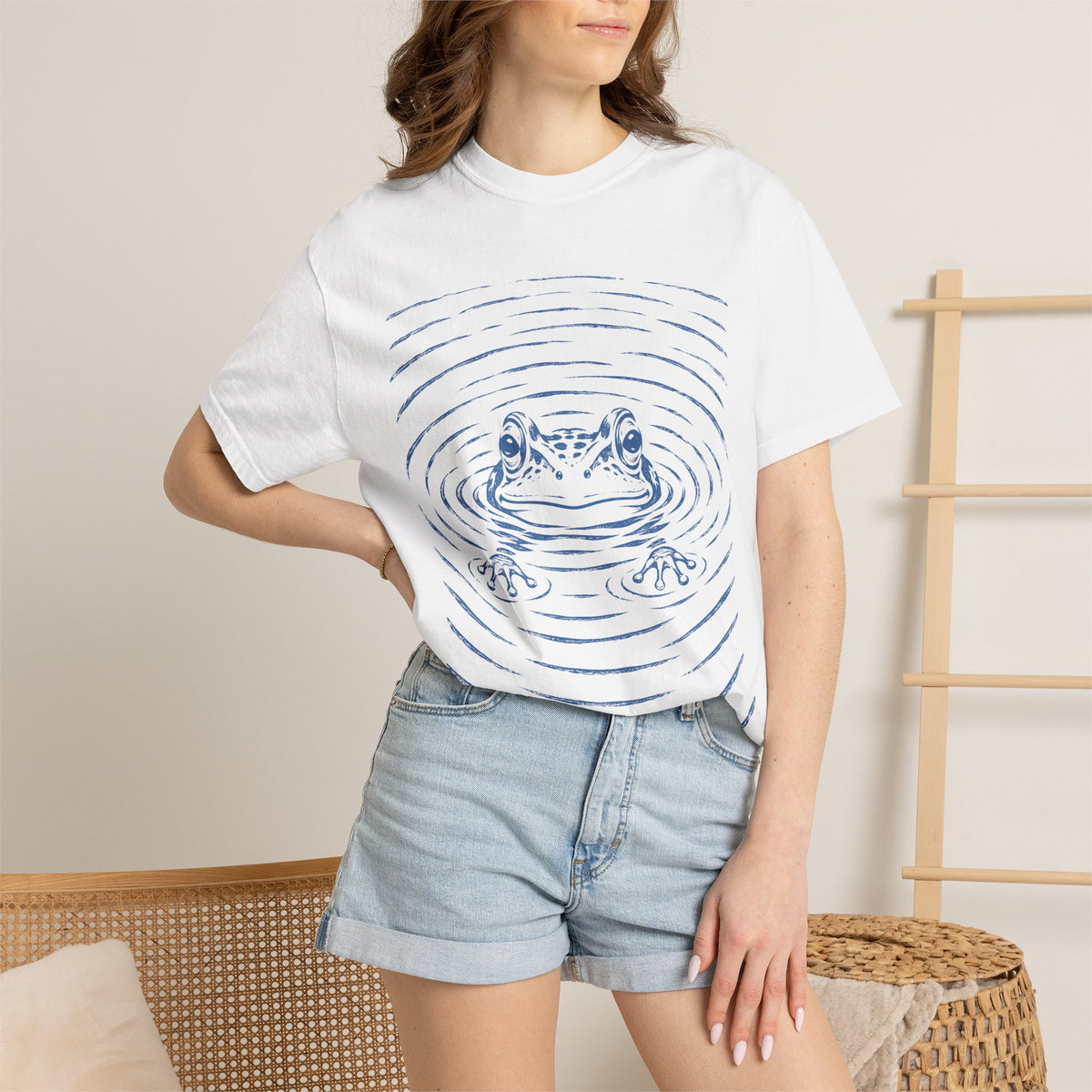 Floating Frog Shirt – Minimalist Pond Comfort Colors Graphic Tee
