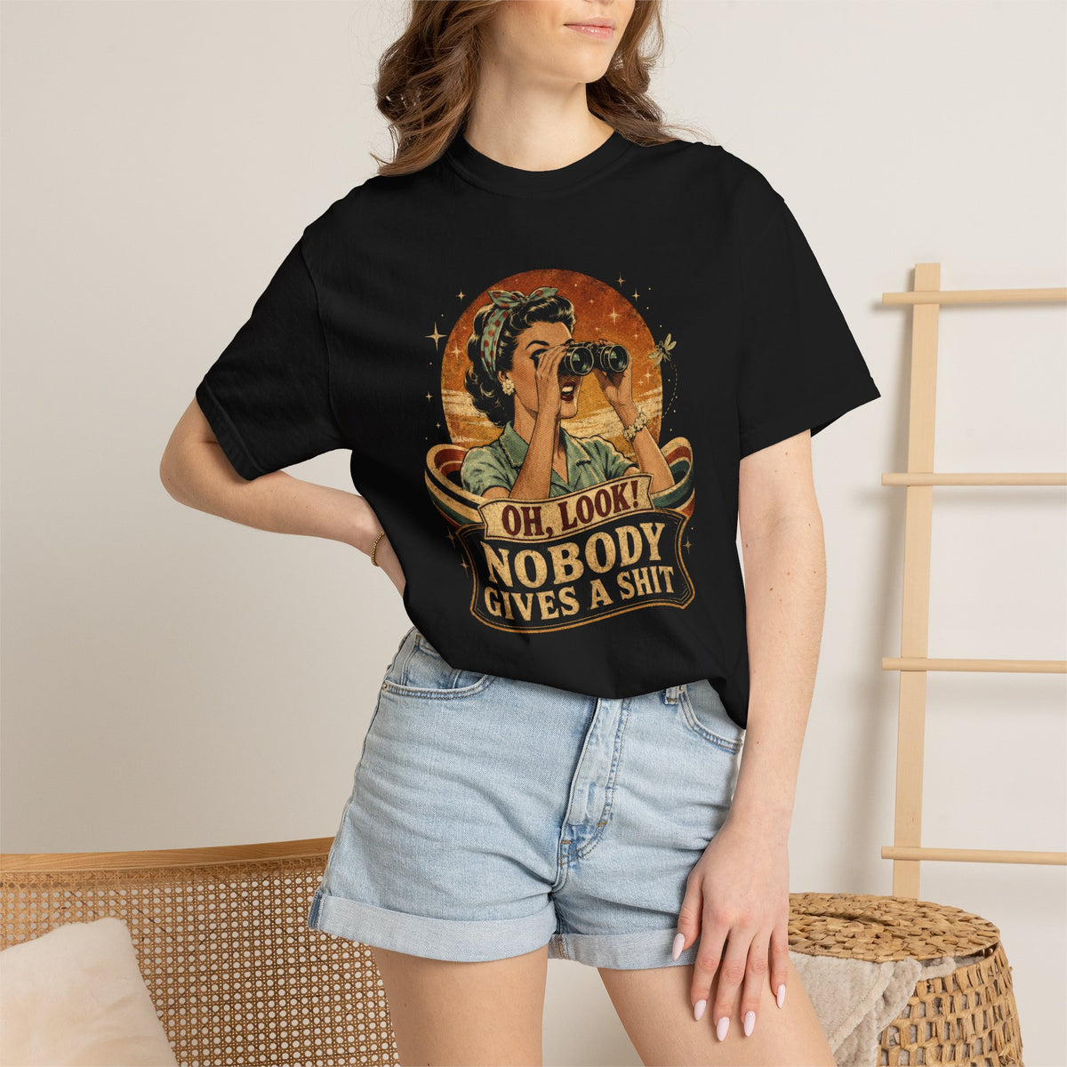 Oh Look Nobody Gives a Shit Shirt – Sarcastic Retro Comfort Colors Tee