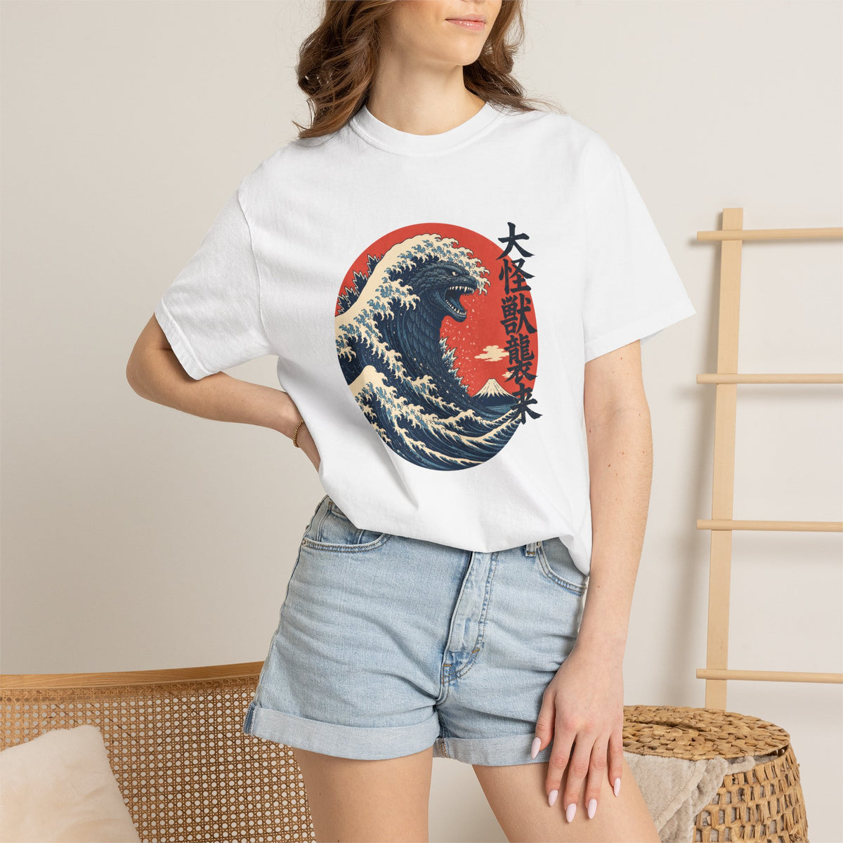 Godzilla Great Wave Shirt – Japanese Kaiju Comfort Colors Graphic Tee