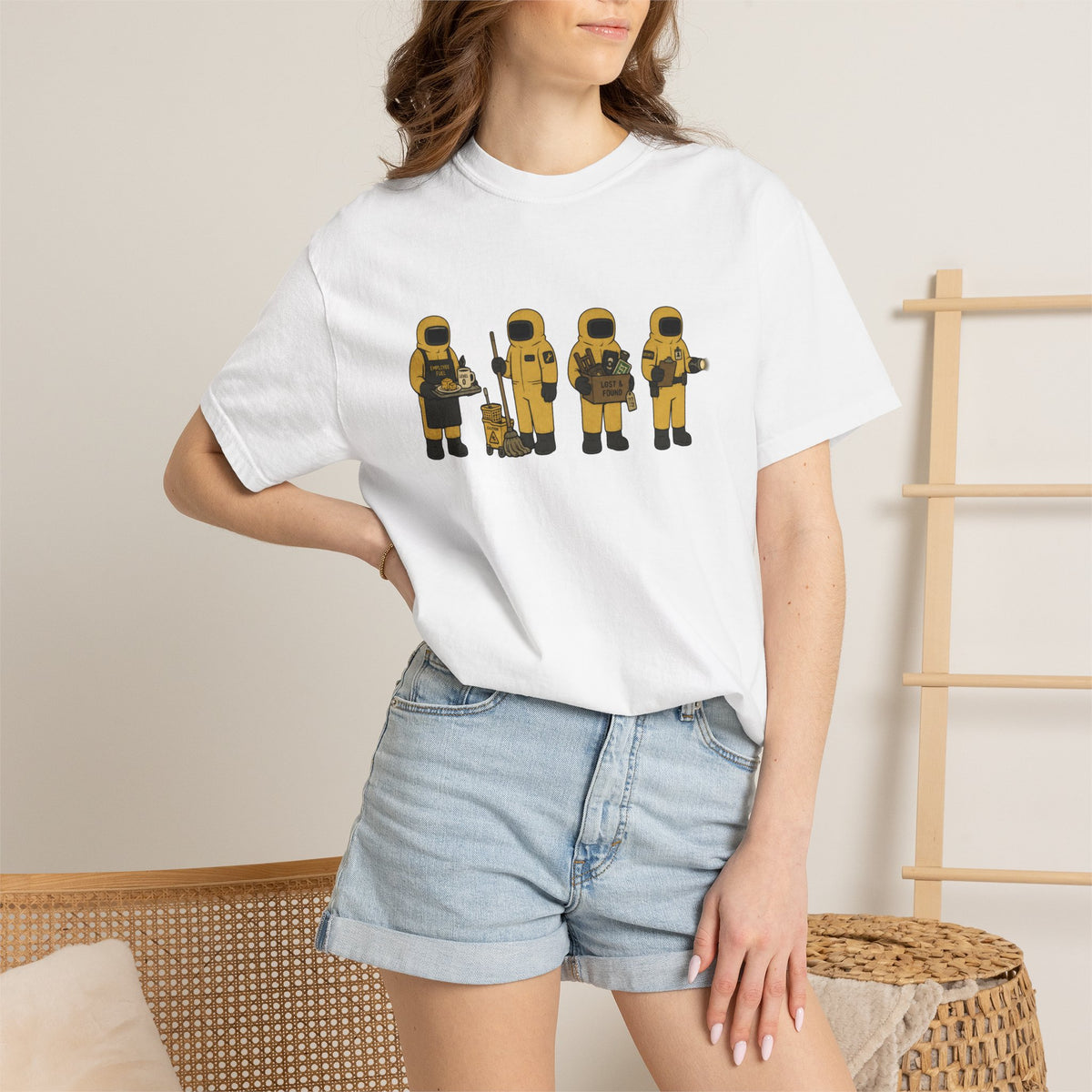 Backrooms Staff Comfort Colors T-Shirt | Funny Liminal Horror Hazmat Cartoon Tee